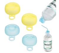 XBFOCNH Juego de 4 Tapones Botellas Cristal y Tapón Botella Vino, 2 Sets de Tapón Botella Agua de Silicona Reutilizables, Incluye 2 Tapones Herméticos y 2 con Vertedor, Azul y Amarillo