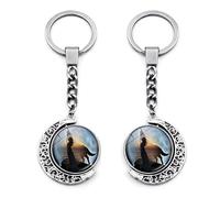 XBHGSY Llavero acrílico 2 llaveros luminosos con diseño de luna de lobo aullando colgante de luna giratorio de doble cara estilo 22