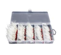 xbiez 50 anzuelos de pesca con plumas y púas para spinner, accesorios de pesca, accesorios de pesca, equipo de pesca agudos