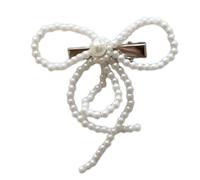 xbiez Broche para el pelo con perlas artificiales y lazo dulce para peinar el cabello, herramienta para cabello fino, tocado coreano