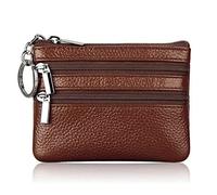 xbiez Cartera de piel con doble cremallera para tarjetas postales de negocios, organizador de almacenamiento para el día del padre, día de la madre, carteras de moda para teléfono celular, Brown