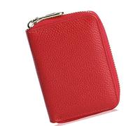 xbiez Cartera de piel sintética con bloqueo RFIDS para tarjetas de crédito, organizador de conventos, cartera de acordeón con cremalleras, organizador de tarjetas Buniess, Red, Mass Beauty