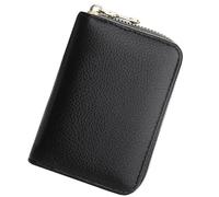 xbiez Cartera de piel sintética con bloqueo RFIDS para tarjetas de crédito, organizador de conventos, cartera de acordeón con cremalleras, organizador de tarjetas Buniess, Black, Mass Beauty