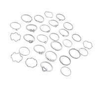 xbiez Colección de anillos de moda de 28 piezas con elegante accesorio de detalle de corazón y ondulado para los creadores de tendencias, trajes elegantes, anillos de uso diario