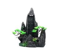 xbiez Decoración de acuarios para paisajismo de rocas, artesanía de resina con cascada dinámica para escondites de peces de camarones, peceras, escondites