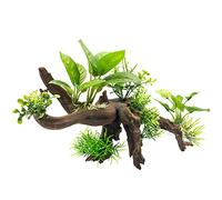 xbiez Decoración para acuario, cueva de montaña de roca, puente de resina, peces para adornos, refugios de corteza de árbol para mascotas