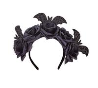 xbiez Diadema para el día de la muerte con diseño de murciélago, rosa, para Halloween, escenario, festival, juego de roles