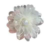 xbiez Elegante broche de tela ligera con plumas y cuentas, broche de fiesta de boda para varias ocasiones
