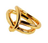 xbiez Elegantes anillos abstractos de moda con textura de latón hueco para los amantes del arte y creadores de tendencias, joyería de latón, talla única, como se describe, como se describe