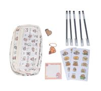 xbiez Estuche multicapa con diseño de animales de dibujos animados con broche, bolsa de gran capacidad para bolígrafos para estudiantes escolares, estuche para lápices, bonito estuche de capybara para