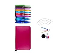 xbiez Juego de 9 pares de agujas de tejer circulares intercambiables de 3,5 mm a 8,0 mm, de aluminio, para tejer calcetines