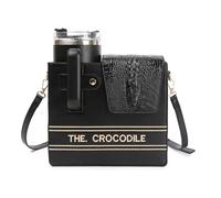 xbiez Soporte funcional de piel sintética para bebidas, amplio compartimento, para botellas de agua, para varios tamaños de botellas, bolsa de piel sintética, Black, Mass Beauty