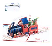 xbiez Tarjeta de papel de tren de Navidad con pulsera trenzada hecha a mano, tarjeta de felicitación única, elegante adorno festivo