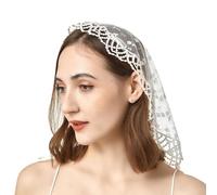 xbiez Velo masivo de encaje para asistencia, velo de mantilla, velo de encaje para cubrir la cabeza, velo de flores rosas para servicio de adoración