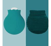 XBLTCM Botella de Agua Caliente para niños,Bolsa de Agua Caliente con Fundas Tejidas para aliviar el Dolor Dolor Dolor Terapia fría Caliente,para Llevar a Cualquier Parte (Color : Green)