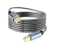 XBOHJOE Cable de impresora USB 2.0 de 15 pies tipo A macho a B macho, cable de escáner de impresora para HP, Canon, Lexmark, Epson, Dell, Xerox, Samsung y más (gris, 15 pies)