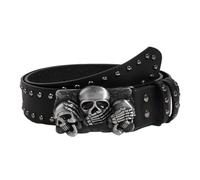 XBOKA Cinturón de cintura con hebilla de calavera, estilo punk, cadena delgada para vaquera, grunge, hebilla moderna, cinturón con tachuelas, Negro -, 105x3.8cm