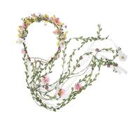 XBOKA Diadema realista de hadas con flores largas y borlas de flores étnicas para novia, boda