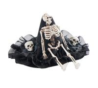 XBOKA Elegante sombrero de copa con encaje de calavera, sombrero de Fedora, clip para el pelo, mascaradas, fiesta, disfraz, tocado