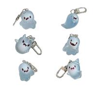 XBOKA Juego de 6 llaveros con diseño de fantasma que brilla en la oscuridad, llavero con colgante de fantasmas para mochila o bolsa de Halloween
