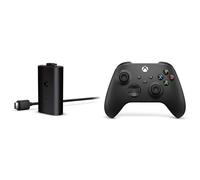 Xbox Play y Kit de Carga USB+Xbox Wireless Controller â€“ Carbon Black Series X|S, One, and Windows Devices