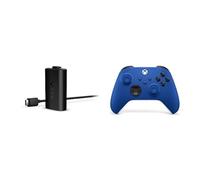 Xbox Play y Kit de Carga USB+Xbox Wireless Controller â€“ Shock Blue Series X|S, One, and Windows Devices