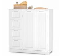 Xbro Armario de Baño con 4 Cajones y 2 Puertas, Mueble Auxiliar con Estante Ajustable para Baño, Cocina y Salón, Almacenamiento Multiusos, 81 x 30 x 83 cm, Blanco