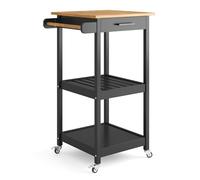 Xbro Carrito de Cocina, Carrito de Servicio de 3 Niveles, Carrito Auxiliar sobre 4 Ruedas, 2 Ruedas con Bloqueos, Estante para Microondas, para Mini Horno, Tostadora con 3 Ganchos, Negro