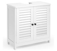 Xbro Mueble Bajo Lavabo con Pedestal, Mueble Auxiliar de Baño para Lavabo de Pie, Armario con 2 Puertas y 2 Estantes, 60 x 30 x 60 cm,Blanco