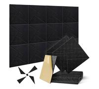 Xbsduih Acústicas autoadhesivas en paquete de 12, espuma acústica insonorizante de 12 x 12 x 0,4 pulgadas, para casa, estudio, oficina, (negro) duradera, fácil de usar