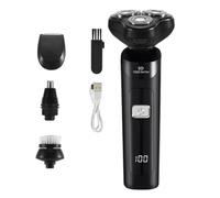 Xbsduih Afeitadora Eléctrica Pantalla Digital LCD Afeitadora Inteligente Recargable Flotador de Tres Cabezales Afeitadora Impermeable con Carga Tipo C Negro