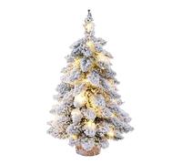 Xbsduih Árbol de Navidad de mesa que congela la nieve, árbol de Navidad artificial Mini árbol de Navidad con lámpara y base de madera