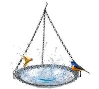 Xbsduih Comedero para pájaros de metal con suspensión de explosión, comedero para exteriores, comedero para pájaros para animales domésticos, comedero para pájaros duradero, fácil de instalar, gris