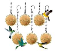 Xbsduih Comederos para pájaros de bola de 6 piezas, comederos para bolas salsa para pájaros, comederos para pájaros colgantes de metal con ganchos, comedero para bolas salsa redonda