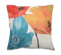 Xbsduih Flax - Cojín cuadrado con diseño de flores de amapola, tricolor rojo, amarillo y azul, ideal como regalo de aniversario, día presente, 45 x 45 cm