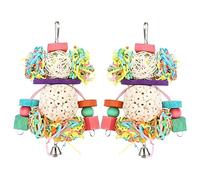 Xbsduih Juguetes para pájaros colgantes, suaves naturales, bola sola, pico, masticación, forraje, juguetes para loros, cacatúas, conuros, 2 unidades