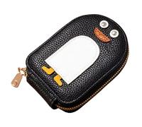 Xbsduih Linda cartera de dinero, tarjetero de PU de, cartera ligera con cremallera para acordeón, tarjetero duradero y fácil de usar, D, Negro , Talla única