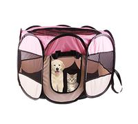 XBSXP - Corralito para mascotas, portátil, plegable, totalmente cerrado, cerca octogonal transparente para mascotas, para cachorros, perros, gatos, conejos, interiores, exteriores, viajes, camping