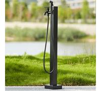 XBTGS Columna de agua de jardín de acero inoxidable con grifos duales, grifo vertical a prueba de congelación para patios y jardines, soporte duradero para un acceso cómodo y