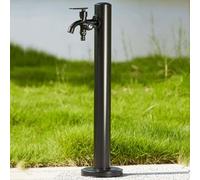 XBTGS Columna de agua de jardín de acero inoxidable con grifos duales, grifo vertical a prueba de congelación para patios y jardines, soporte duradero para un acceso cómodo y C