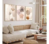 XBTYKPB Arte de pared minimalista bohemio con flores, pintura floral, decoración moderna para el hogar, pósteres geométricos abstractos beige Wabi-Sabi Ali, 30 x 50 cm x 3 cm, con marco