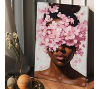 XBTYKPB Arte mural de mujer africana, pinturas murales en lienzo, para dormitorio, sala de estar, pasillo, pósteres de lienzo, arte, decoración de pared, 70 x 100 cm con marco