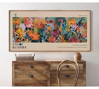 XBTYKPB Arte mural de Yayoi Kusama: Póster abstracto japonés, decoración panorámica moderna para el hogar, lienzo para pared, cuadros (60 x 120 cm/marco interior)