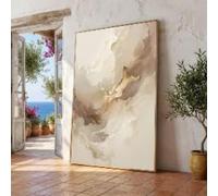XBTYKPB Cuadro abstracto en lienzo con tonos neutros, decoración para el hogar en beige y crema, elegante pintura sobre lienzo, acento interior contemporáneo (70x100cm/marco interior)