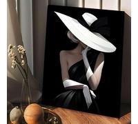 XBTYKPB Cuadro artístico de una dama elegante en blanco y negro. Elegantes pósteres artísticos, impresiones, decoración moderna para el hogar, sala de estar y dormitorio (50 x 75 cm/marco interior).