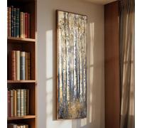 XBTYKPB Cuadro de abedul - Juego de lienzos para pared - Decoración vertical alta - Impresión abstracta de bosque en lienzo - Obra de arte de naturaleza de gran tamaño (60x180cm/sin marco)