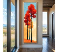 XBTYKPB Cuadro de árbol largo, pósteres de textura vertical, lienzos estrechos, altos y delgados, para decoración del hogar (55 x 110 cm/marco interior)