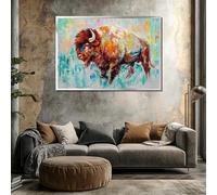 XBTYKPB Cuadro de bisonte sobre lienzo | Arte mural de fauna silvestre a todo color para decoración de interiores | Pósteres de animales, láminas, cuadros para el hogar, lienzo (40x60cm/sin marco)