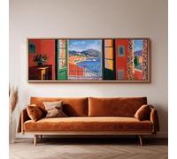 XBTYKPB Cuadro de Matisse con vista desde una ventana, lienzo panorámico ancho, obra horizontal alargada, Matisse de gran tamaño, decoración costera para sala de estar (45 x 135 cm, sin marco)