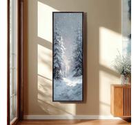 XBTYKPB Cuadro de sendero forestal invernal, lienzo vertical con paisaje nevado, impresión de pino alto y estrecho, decoración de pared, arte rústico natural (20 x 60 cm/sin marco)